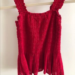 Hollister red smocked shirt